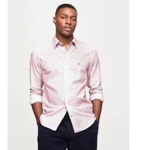 NWT VTG Tommy Hilfiger Mens 3XL Regular-Fit Oxfort Shirt White/Purple Stripes